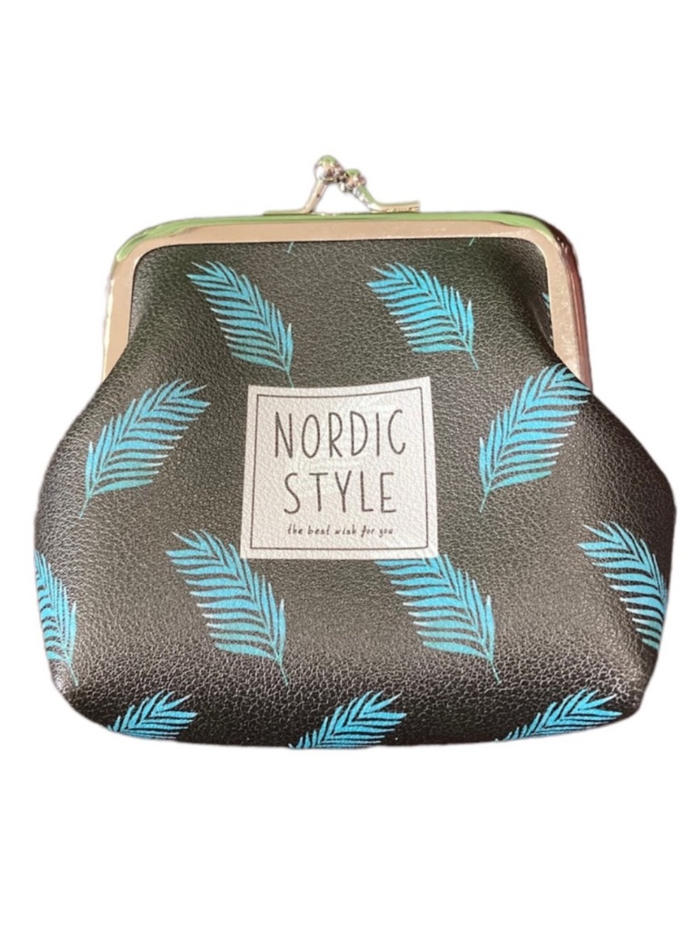 NWOT Nordic Style Black Leaf / Feather Coin Purse